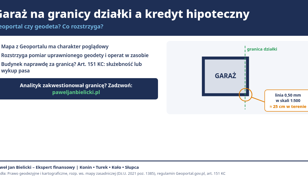 Garaż na granicy działki a kredyt hipoteczny: Geoportal i dokumentacja geodezyjna